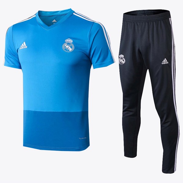 Trainingsshirt Real Madrid Komplett Set 2018-19 Blau Schwarz Fussballtrikots Günstig